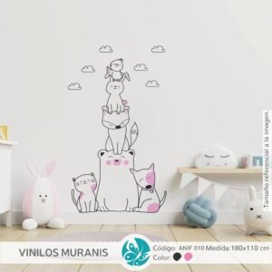 Vinilo Decorativo Torre de animalitos Amigos