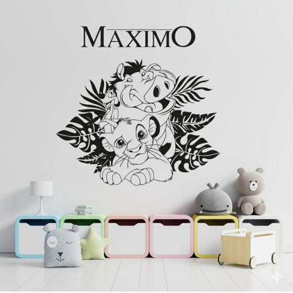 Vinilo decorativo Rey León con nombre personalizado