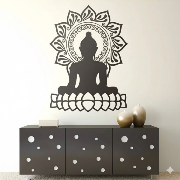 Vinilo decorativo BUDA Y FLOR DE LOTO