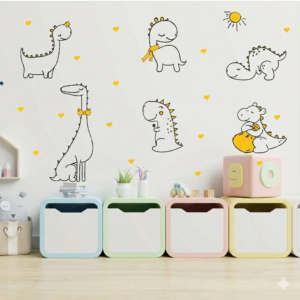 Vinilo Decorativo Dino Amigos con Corazones Vinilo Decorativo Dino Amigos con Corazones