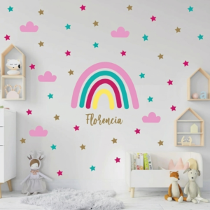 ARCOÍRIS CON ESTRELLAS Vinilo de Pared Arcoíris con Estrellas