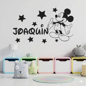 Vinilo Mickey Mouse y Estrellas con Nombre Personalizado | Vinilos Muranis Chile