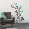Vinilo decorativo Ramita Floral y Mariposas