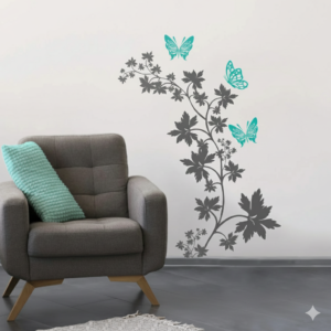 Vinilo decorativo Ramita Floral y Mariposas Vinilo decorativo Ramita Floral y Mariposas