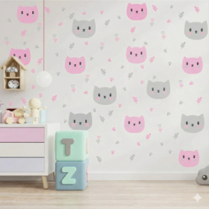 Vinilo Decorativo Caritas de Gatitos y Patitas Vinilo Decorativo Caritas de Gatitos y Patitas