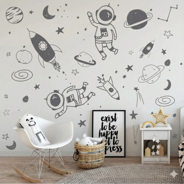 Vinilo Decorativo Astronauta y Planetas