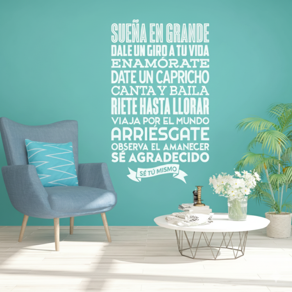Vinilo decorativo frase sueña en grande