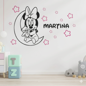 Vinilo decorativo Minnie bebe en luna Vinilo decorativo Minnie bebe en luna