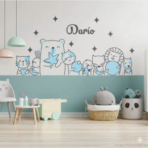 Vinilo Decorativo de bebe con Animalitos Guardianes