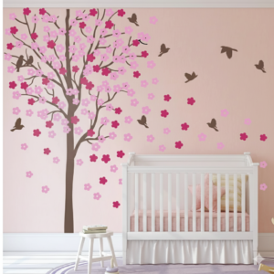 Vinilo Decorativo Árbol de Cerezo y Aves Vinilo Decorativo Árbol de Cerezo y Aves