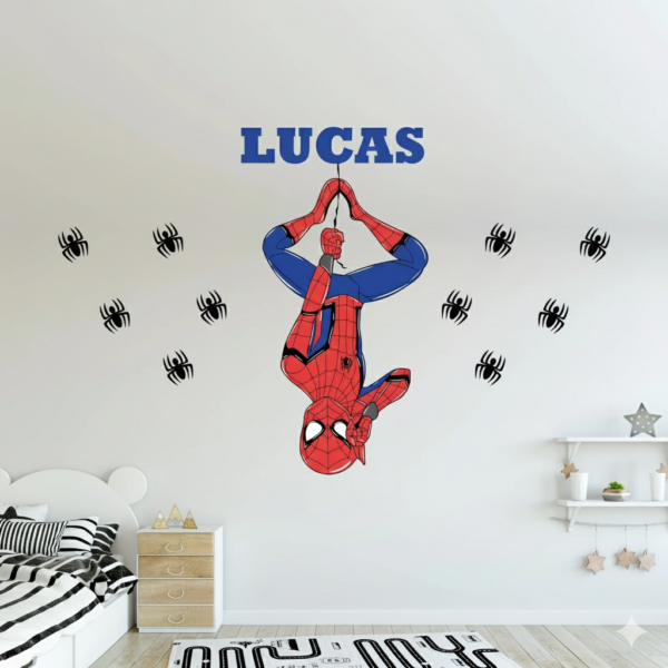 Vinilo Decorativo para Niño con Spiderman Colgando