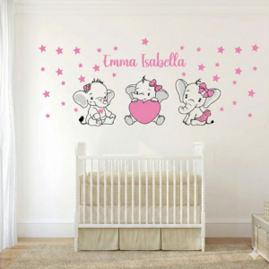 Vinilo decorativo de bebe trio de elefantitas Vinilo decorativo de bebe trio de elefantitas