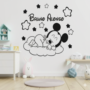 Vinilo decorativo Mickey bebe durmiendo en nube Vinilo decorativo Mickey bebe durmiendo en nube