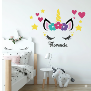 Vinilo Decorativo para Niña con Rostro Unicornio