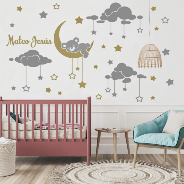 Vinilo Decorativo Osito en la Luna | Vinilos Muranis Chile