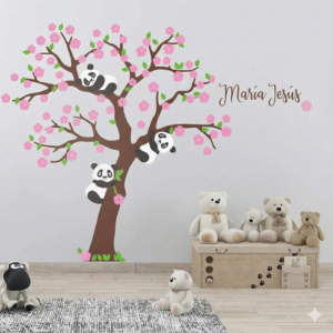 Vinilo decorativo árbol cerezo de panditas Vinilo decorativo árbol cerezo de panditas