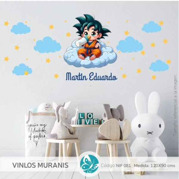 Vinilo Goku Bebé con Nombre Personalizado | Vinilos Muranis Chile