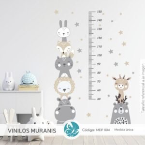 MEIF 004 Vinilo Medidor Estatura Animales Nórdicos | Vinilos Muranis Chile