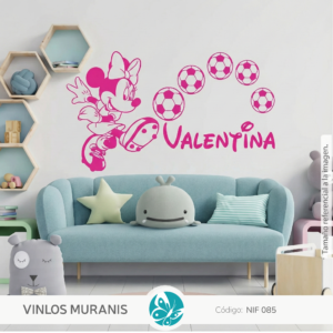 Vinilo MInnie Futbolista con Nombre Personalizado | Vinilos Muranis Chile