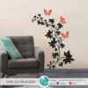 Vinilo Decorativo Ramita Floral y Mariposas | Vinilos Muranis Chile