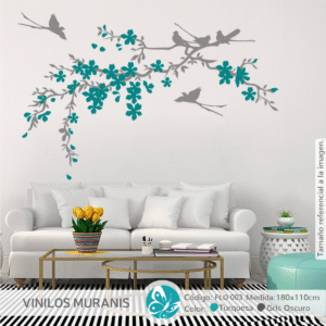 Vinilo decorativo Rama de Cerezos y Aves Vinilo decorativo Rama de Cerezos y Aves