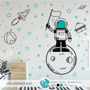 Vinilo Decorativo Pequeño Astronauta y Naves Vinilo Decorativo Pequeño Astronauta y Naves