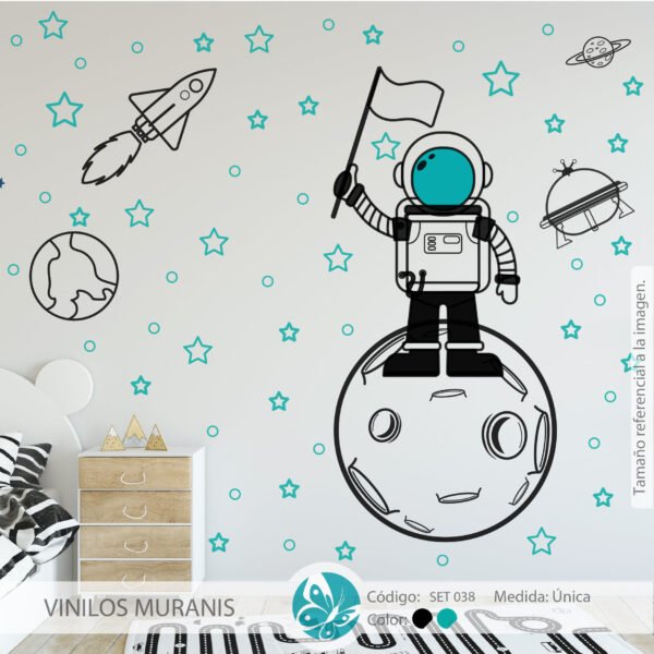 Vinilo Decorativo Pequeño Astronauta y Naves Vinilo Decorativo Pequeño Astronauta y Naves